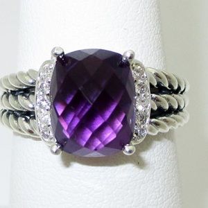 DY Silver with Amethyst and Diamond Wheaton ring 7